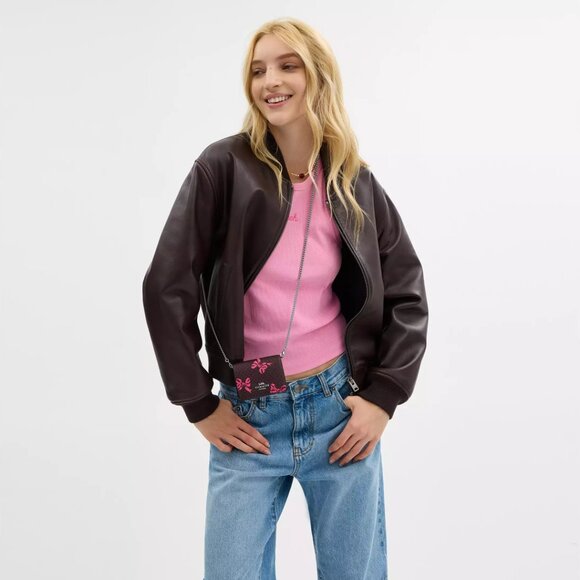 🎁 Coach Mini Wallet On A Chain With Bow Print - Picture 5 of 10